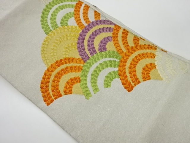 JAPANESE KIMONO / VINTAGE NAGOYA OBI / TSUZURE / WOVEN ABSTRACT SEIGAIHA